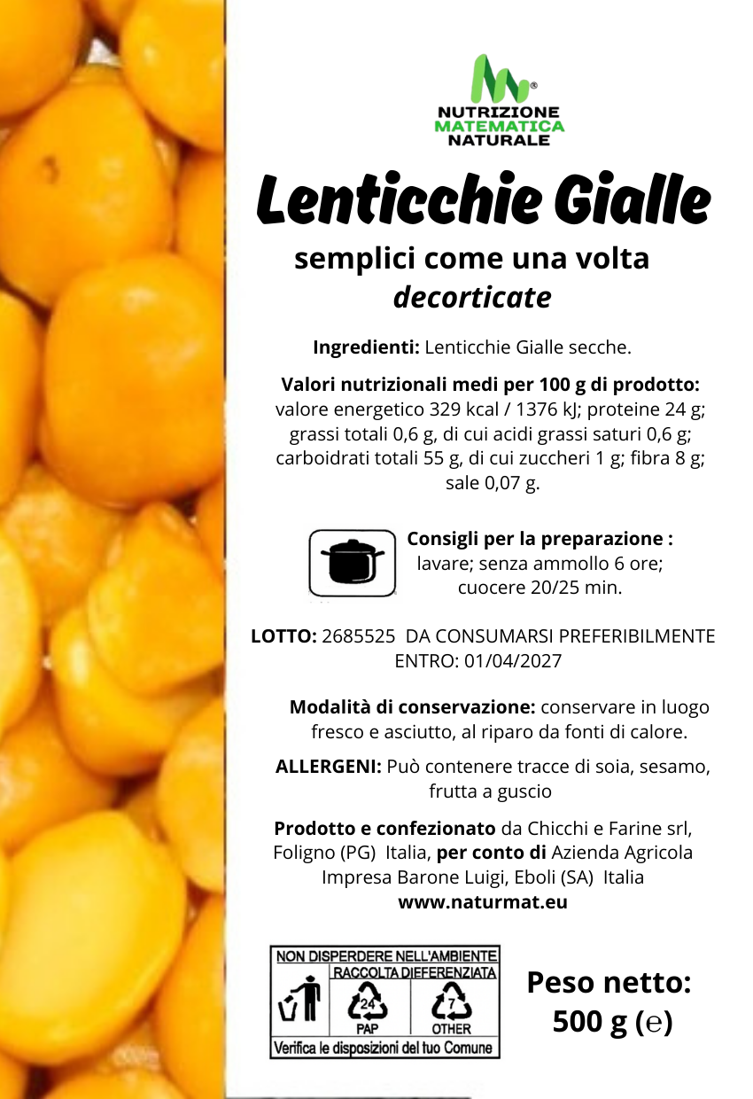 LENTICCHIE GIALLE Artigianali 500 g - immagine 3