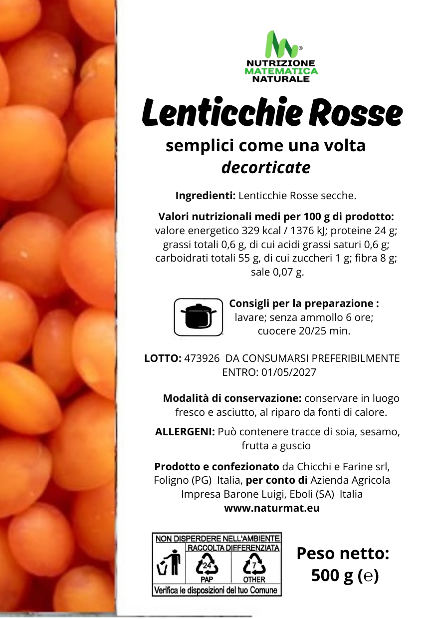 LENTICCHIE ROSSE Artigianali 500 g - immagine 2