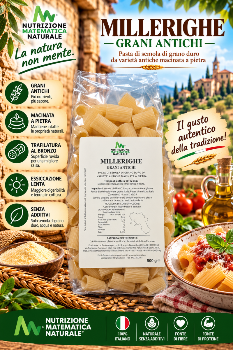 MILLE RIGHE Pasta di semola di Grani Antichi 500 g