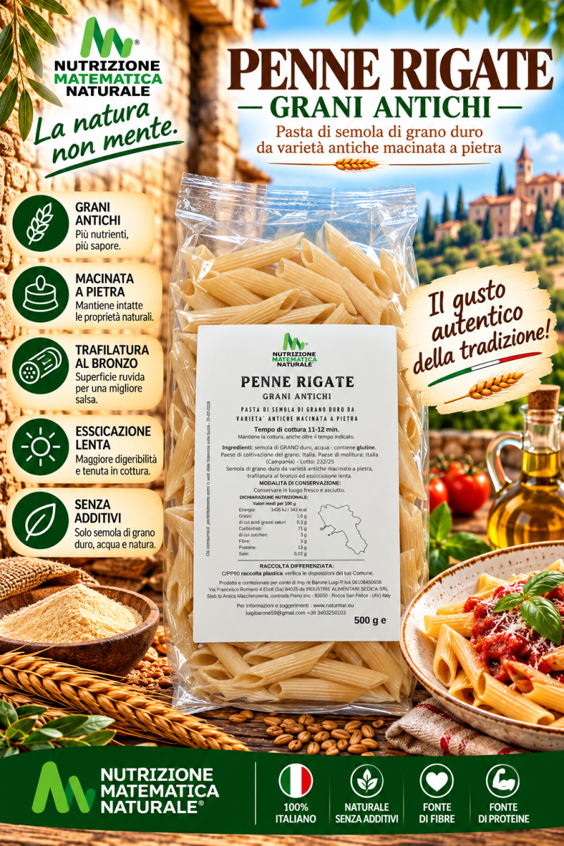 PENNE RIGATE Pasta di semola di Grani Antichi 500 g