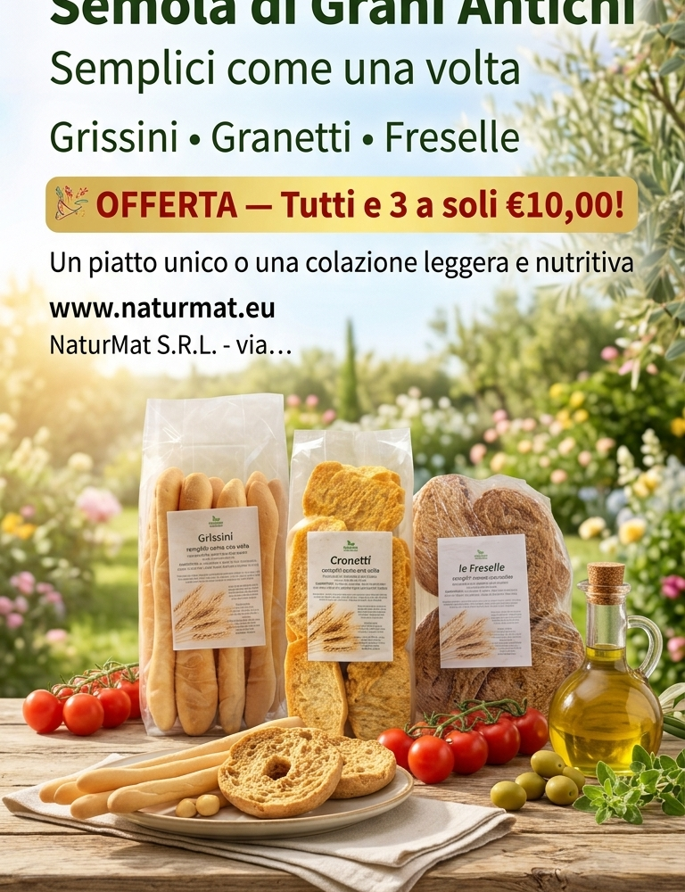 OFFERTA - Grissini a Baghette - Granetti - Freselle con semola di Grani Antichi
