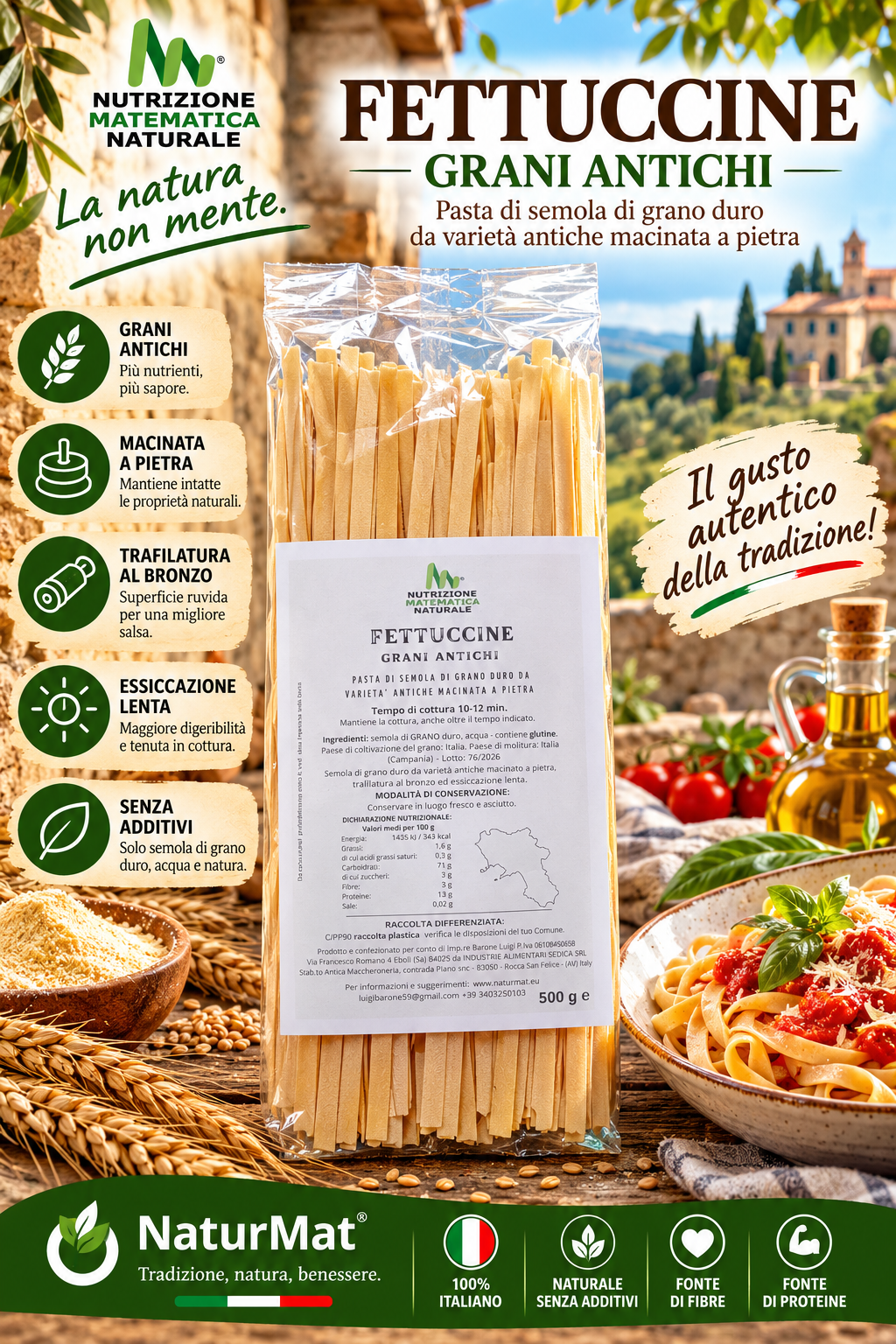 FETTUCCINE Pasta di semola di Grani Antichi 500 g
