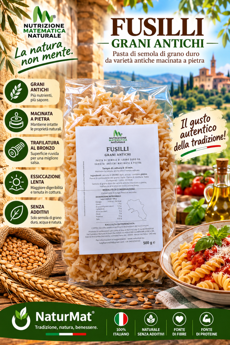 FUSILLI Pasta di semola di Grani Antichi 500 g