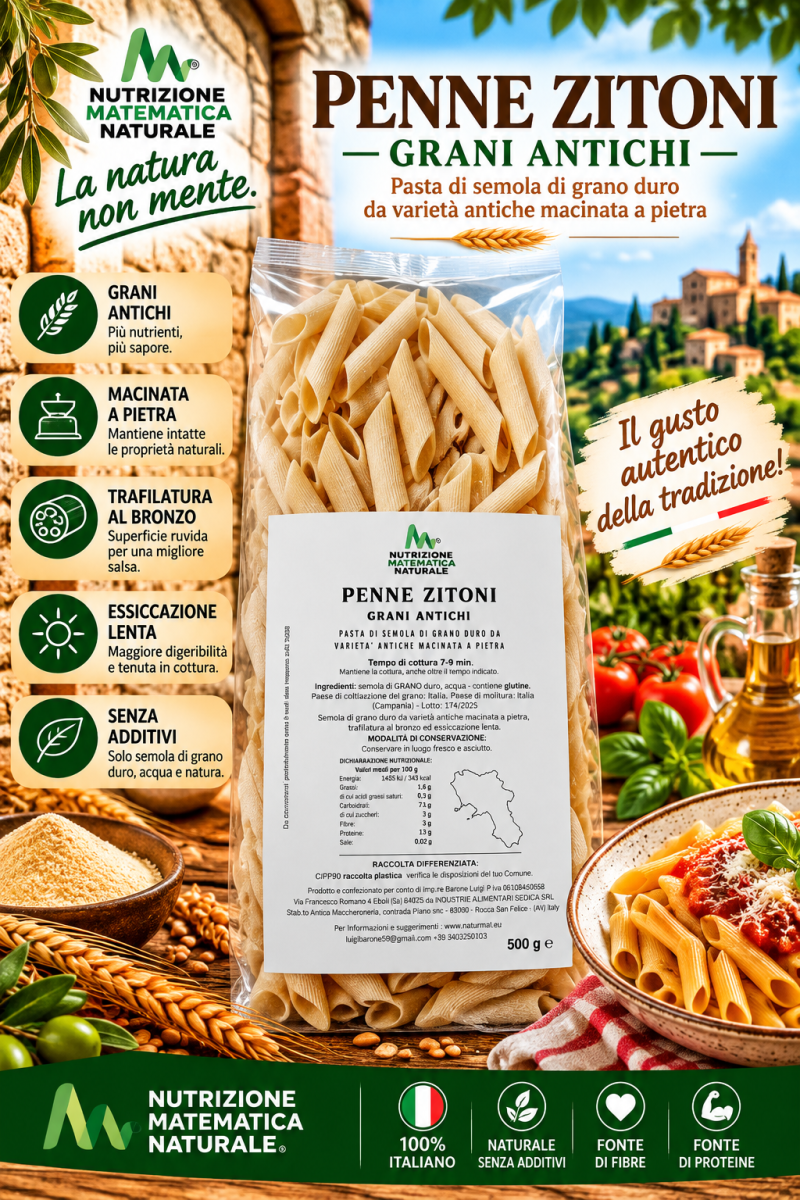 PENNE ZITONI Pasta di semola di Grani Antichi 500 g